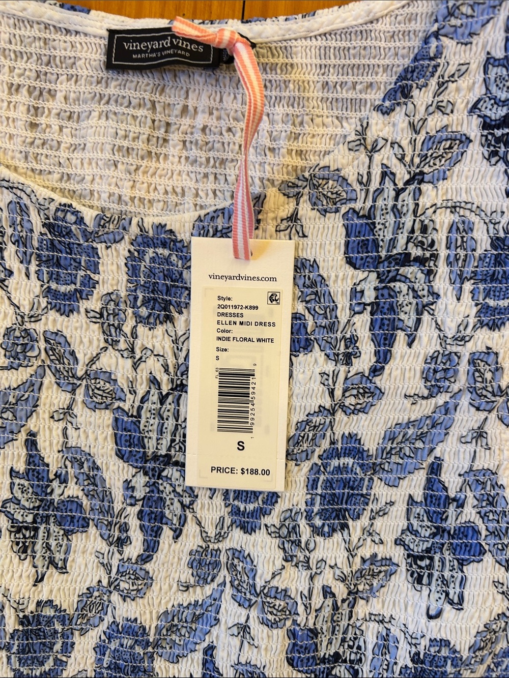 Vineyard Vines “Ellen”Blue and White Floral Midi Dress - Picture 4 of 7